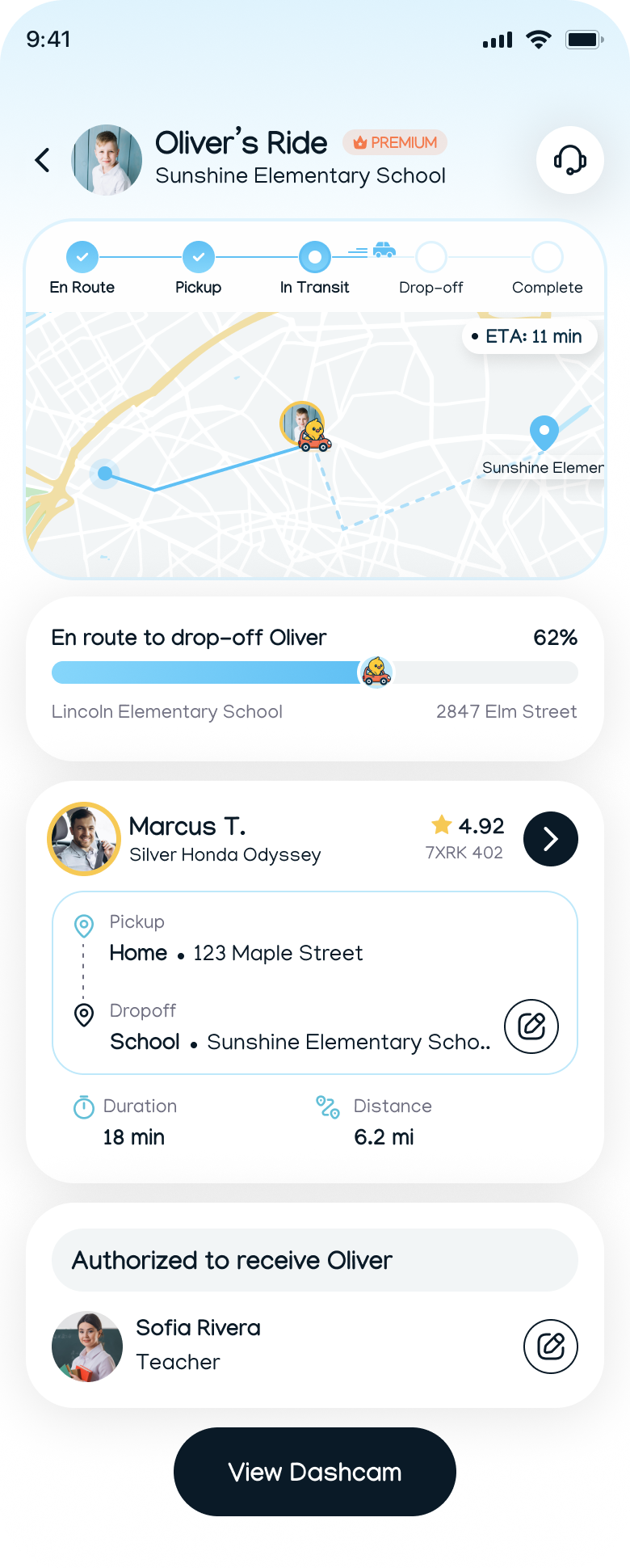 Live trip tracking in the RideNest app